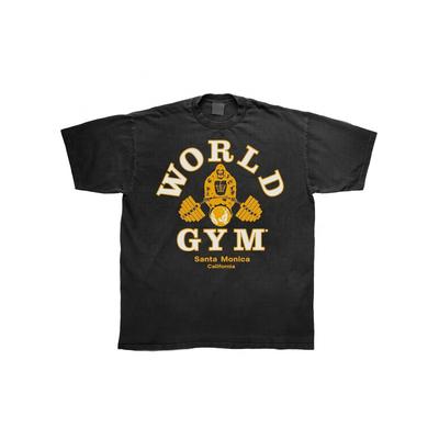 Fashion Tees Short Sleeve Men Summer Men's Vintage World Gym Santa Monica Muscle Beach T-Shirt Retro Bodybuilding Graphic Tee with Classic Logo 1979