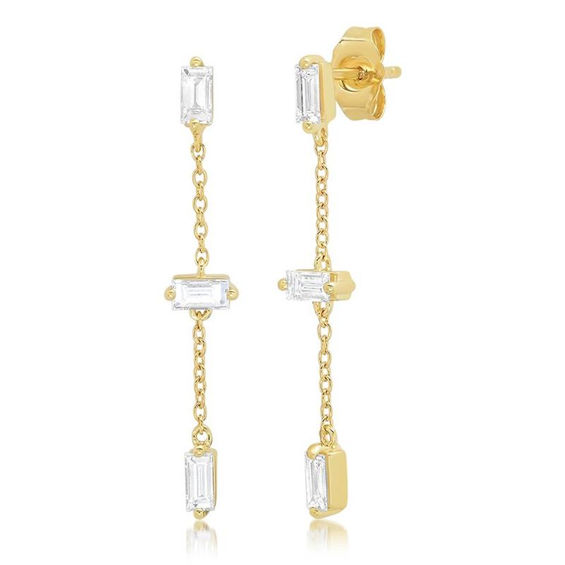 925 Silver Needle Long Chain Stud Earrings For Women Exquisite Zircon Geometric Tassel Pendant Earrings Luxury Jewelry