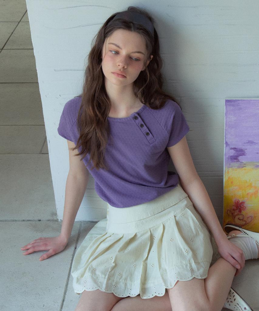 Aueonoseuteljia Jacquard Button Half T-Shirt_Vintage Purple(Ob6Tp15)