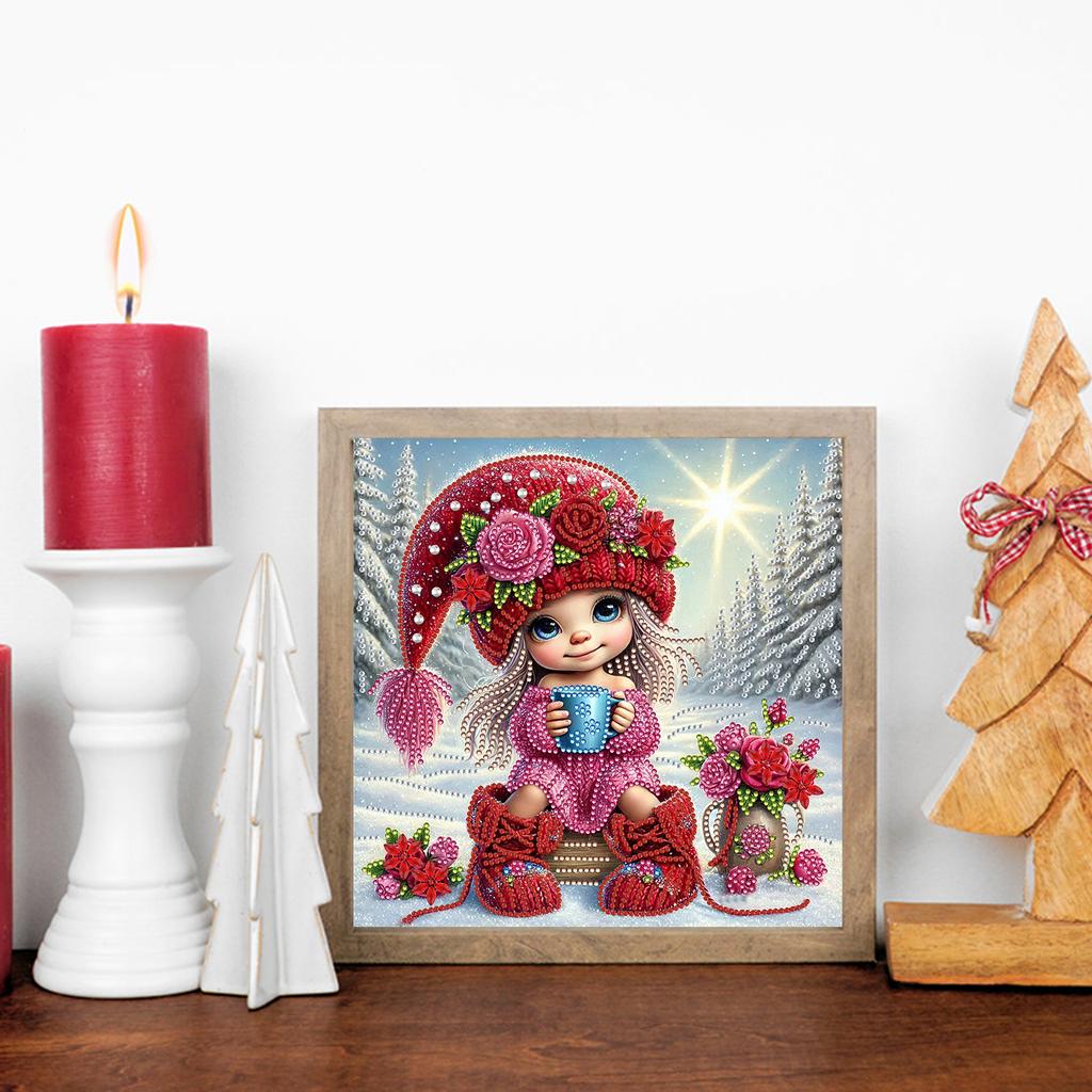 Snow Girl 5D DIY Diamond Art Painting Kits for Home Wall Decor Diamond Art Kits Crystal Rhinestones Diamond Painting 30x30cm