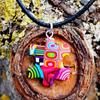 Les Trésors De Lily [R1346] - Multicolored 'Columbine & Harlequin' Handcrafted Necklace - 28x25 Mm (puzzle)