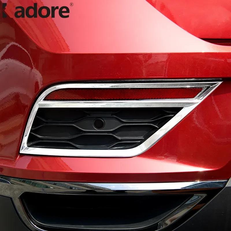 For Volkswagen VW T-ROC TROC 2017 2018  Chrome Car Accessories Rear Bumper Fog Light Lamp Cover Trim Foglight Bezel Trims