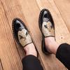 Men's Gold Tasseled Loafers Gold Dress Wingtip Shoes Stylish Leather Prom Blazers Dance Disco Party Shoes Large Size