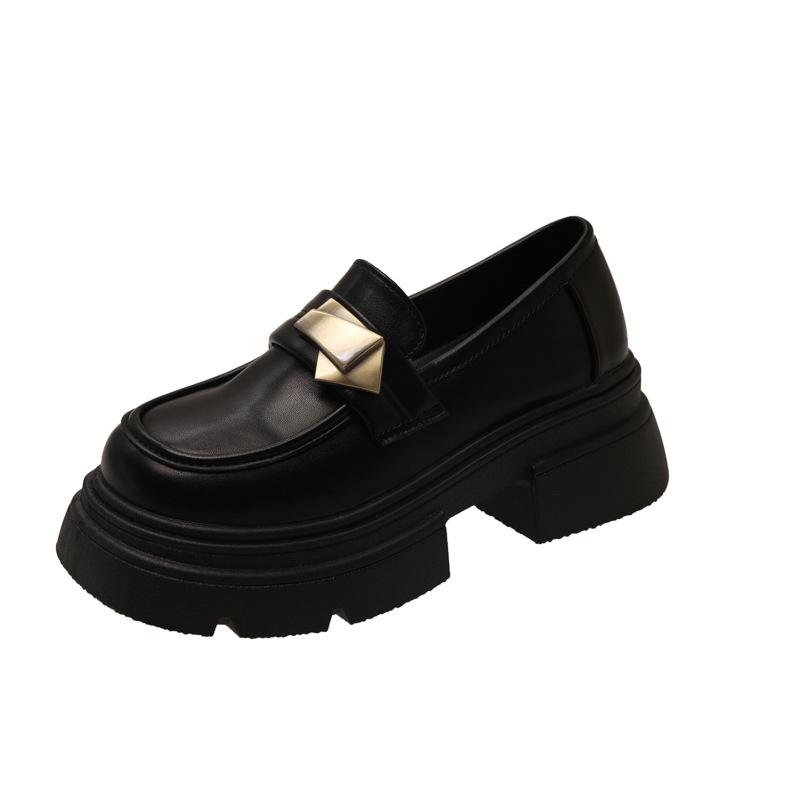 Black platform British style small leather shoes women's 2025 spring new retro versatile one-pedal loafers Mary Jane