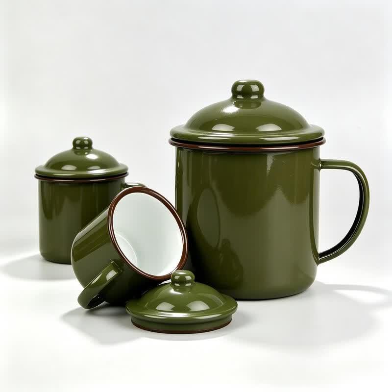 Nostalgic Army Green Enamel Mug