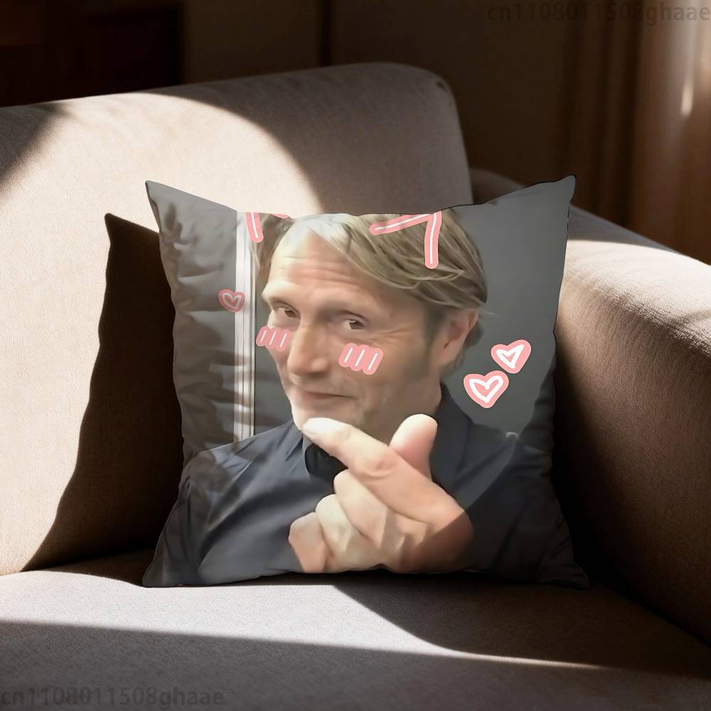 Vtipný povlak na polštář Mads Mikkelsen Hannibal Povlak na polštář Potah na polštář do obývacího pokoje Pohovka Vhodné pro domácí ložnici Dekorace místnosti