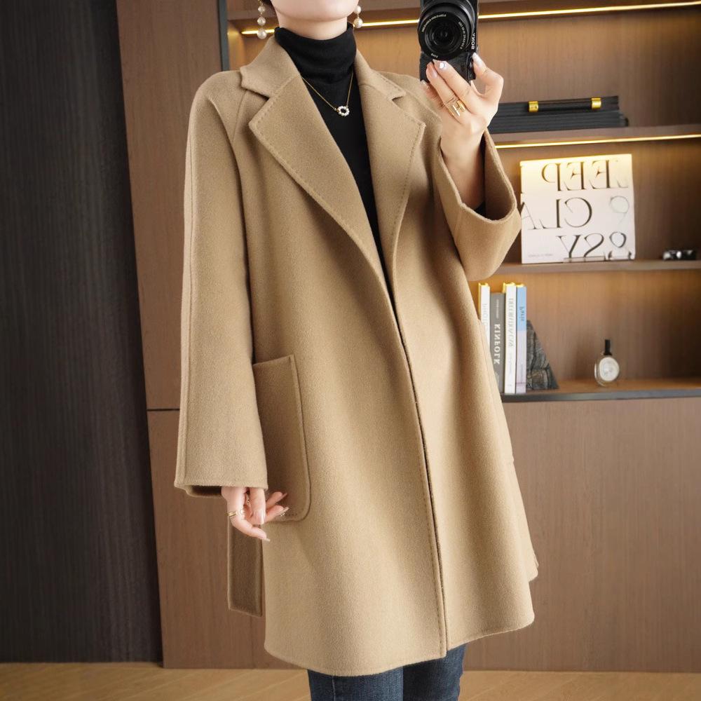 High-End Double-Faced Wool Coat: Women's Loose-Fit Mid-Length 100% Wool Suit for Autumn/Winter Versatile Style