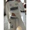 T-shirt a maniche lunghe stile vintage USA, Top dolce minimalista, Camicia casual elegante da donna