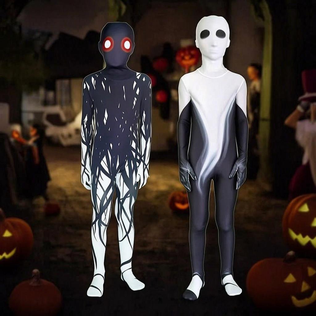 Tuta Intera da Cosplay Scheletro di Halloween con Stampa Digitale per Bambini Role Play