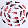 Red Press On Nails Long Stiletto Fake Nails with Designs Tips Almond False Nails Full Cover Acrylic Glue On Nails Reusable Stick On Nails for Women