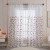 Rod Pocket Design Semi Sheer Curtain Easy Installation Wheat Embroidered Voile Drape Light Filtering for Home Decors
