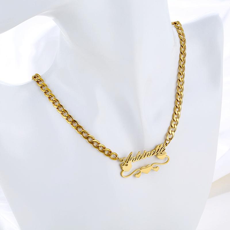Personalized Custom Name Necklace K18 Gold Cuban Chain Love English Letter Woman Necklace