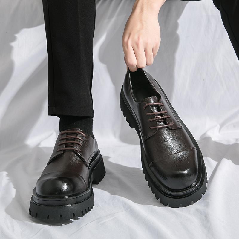 

Business leather shoes three joints spring and summer formal men s shoes work interview shoes security platform best man shoes 38 коричневый