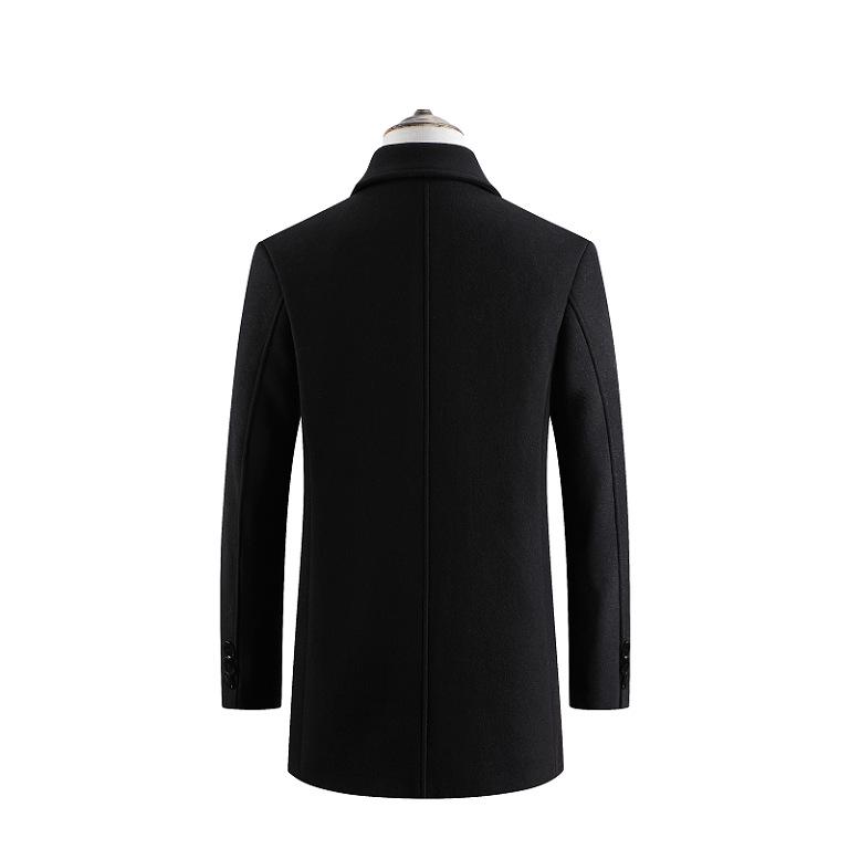 Men's Mid-Length Wool Lapel Winter Coat - Inner Lined, Middle-Aged Business Jacket 03