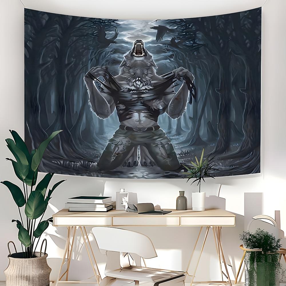 

Wolfman Fantasy World Tapestry Surrealism Art Aesthetic Wall Hanging Bedroom Dormitory Background Cloth Birthday Gift Headboard 74x94cm(29x37in)