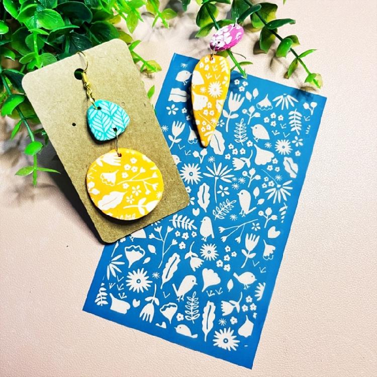 Screen Printing Template with Scraper Clay Earrings Decorative Screen Printing