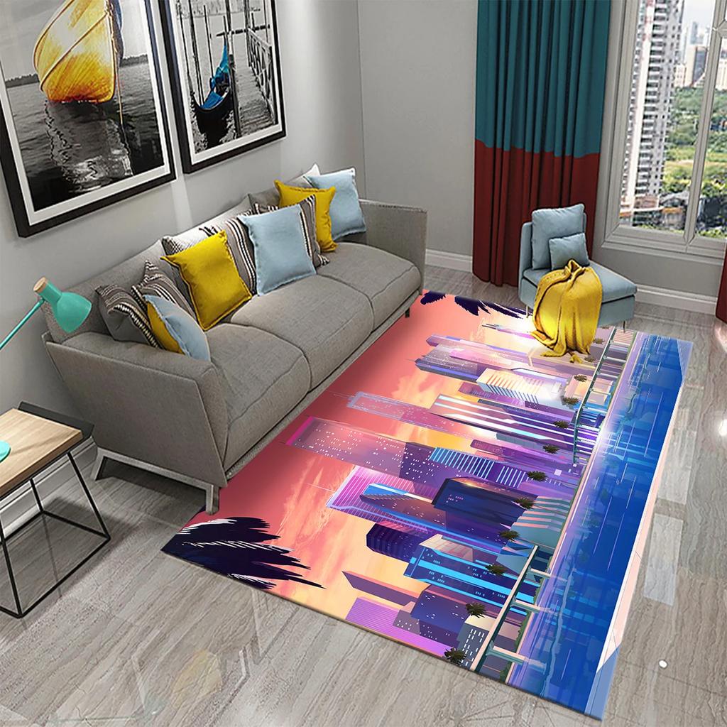 Kids Cartoon Carpet Colorful Graffiti Rug Teens Street Hip Hop Rectangle Area Rugs Bedroom Mats Flat Mat Living Room Door Mat