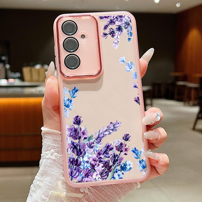 Floral Pattern Soft TPU Case For Samsung Galaxy S25 S24 Ultra S21 S23 S24 FE A56 A55 A54 A15 A16 A25 A35 A36 A53 5G Phone Cover