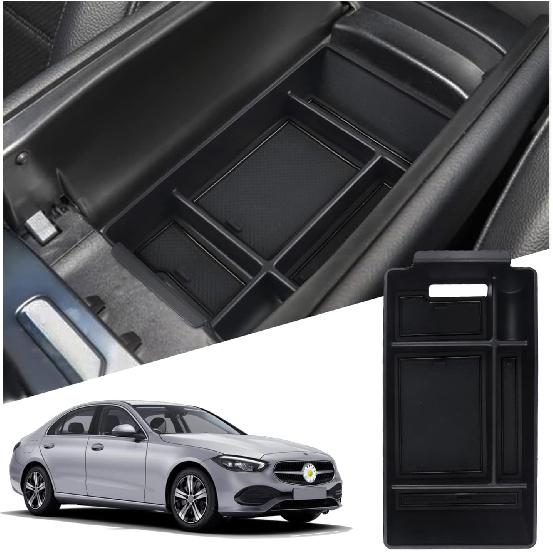 Ruiya C300/C300 4MATIC/C300e/AMG C43 Center Console Organizer for C300 Mercedes Benz Accessories ABS Material Armrest Console Tray Compatible with C300 Mercedes Benz