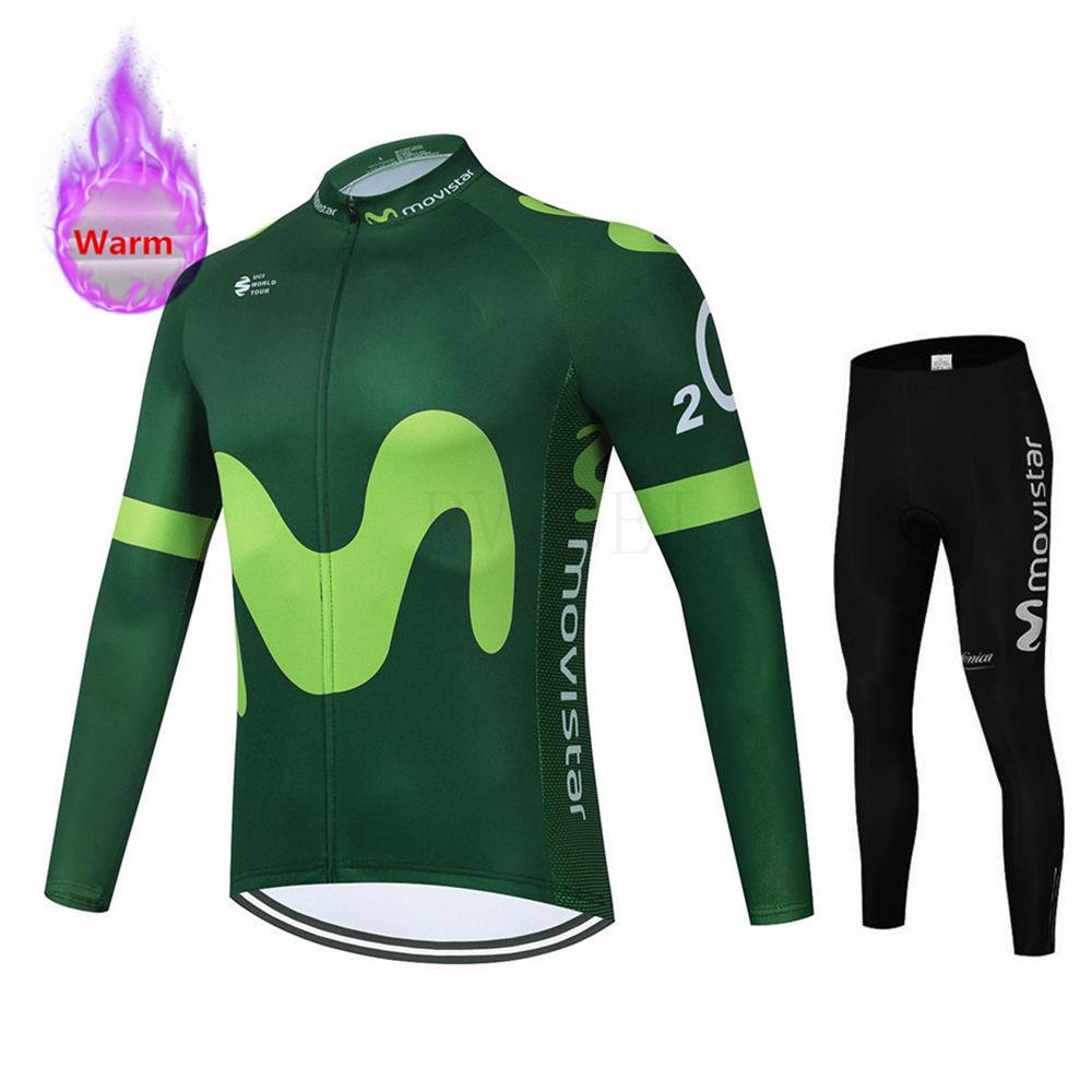 2026 Červený Movistar Zimní Fleecový Cyklistický Dres Sada Oblečení na Horský Kolo Oblečení na Kolo Ropa Maillot Ciclismo Hombre Závodní Oblečení