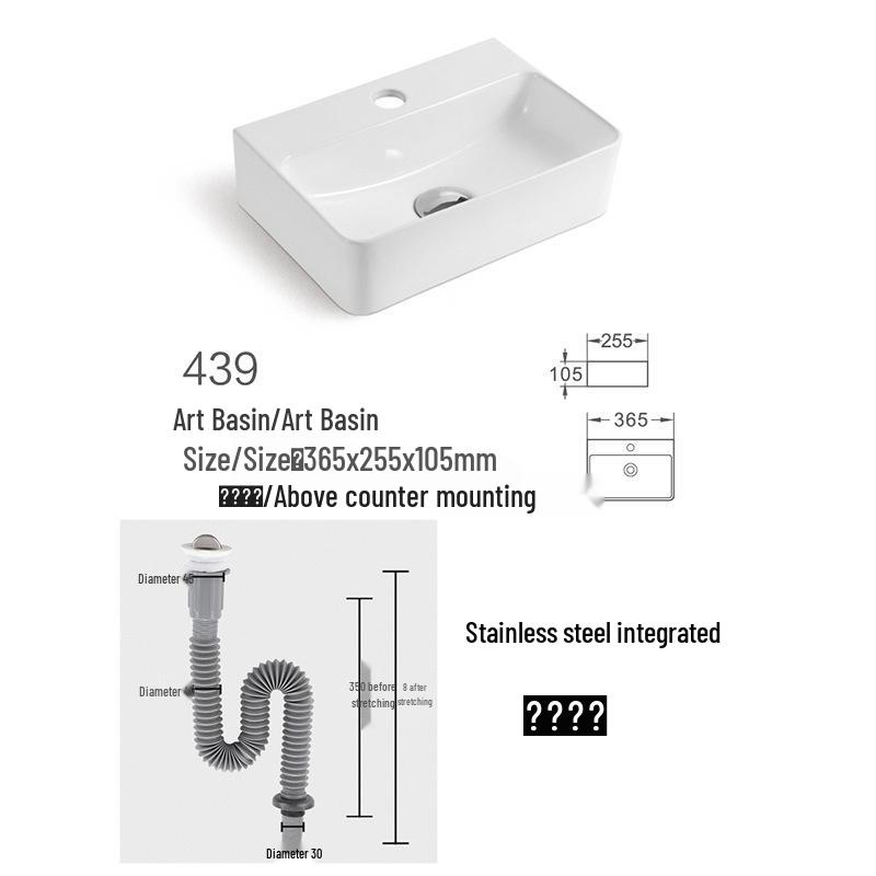 Square Ceramic Wall-Mounted Mini Bathroom Washbasin