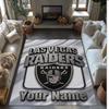 Las Vegas Raiders Crystal Velvet Rug, Custom Name Text Personalized Non‑Slip Floor Mat for Home Decor Gift