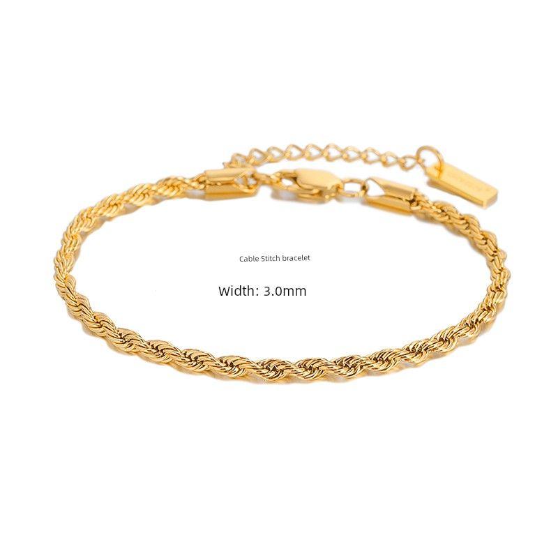 

Braided Bracelet for Men, Hip-Hop European and American Style, Simple and Versatile Titanium Steel Woven Bracelet for Women, High-End Trendy Ins Style 3mm Twist Bracelet 18Cm+4Cm Extension Chain