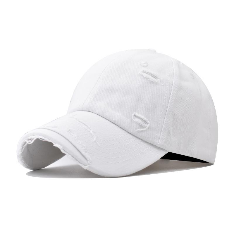 Retro Baseball Cap New Summer Solid Hole Cotton Cap Women Ponytail Hats Men Baseball Cap Outdoor Sunshade Visor Casual Cap