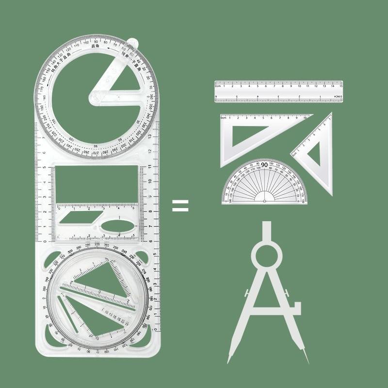 Multifunctional Ruler for School Students , Round Geometric Drawing Ruler