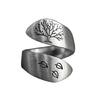 Minimalist Adjustable Wrap Open Ring Tree Band Ring Silver Jewelry Gift