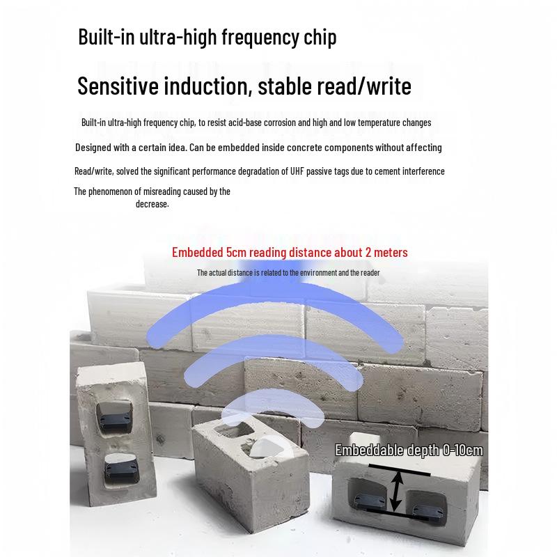 RFID Cement Tag for Concrete Element Identification with Electronic Chip for Building and Pipe Management