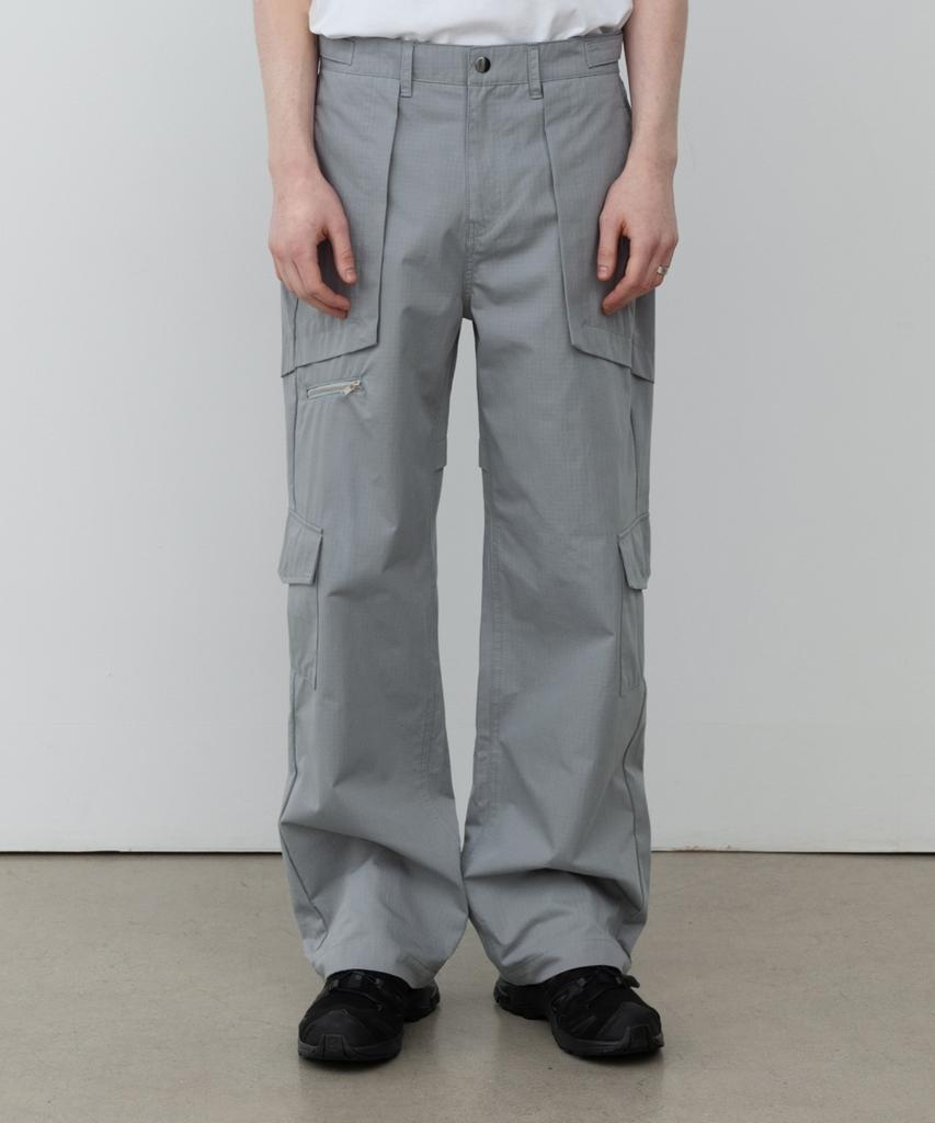 MINAV Cotton Rib Multi Cargo Pants [Ash Gray]