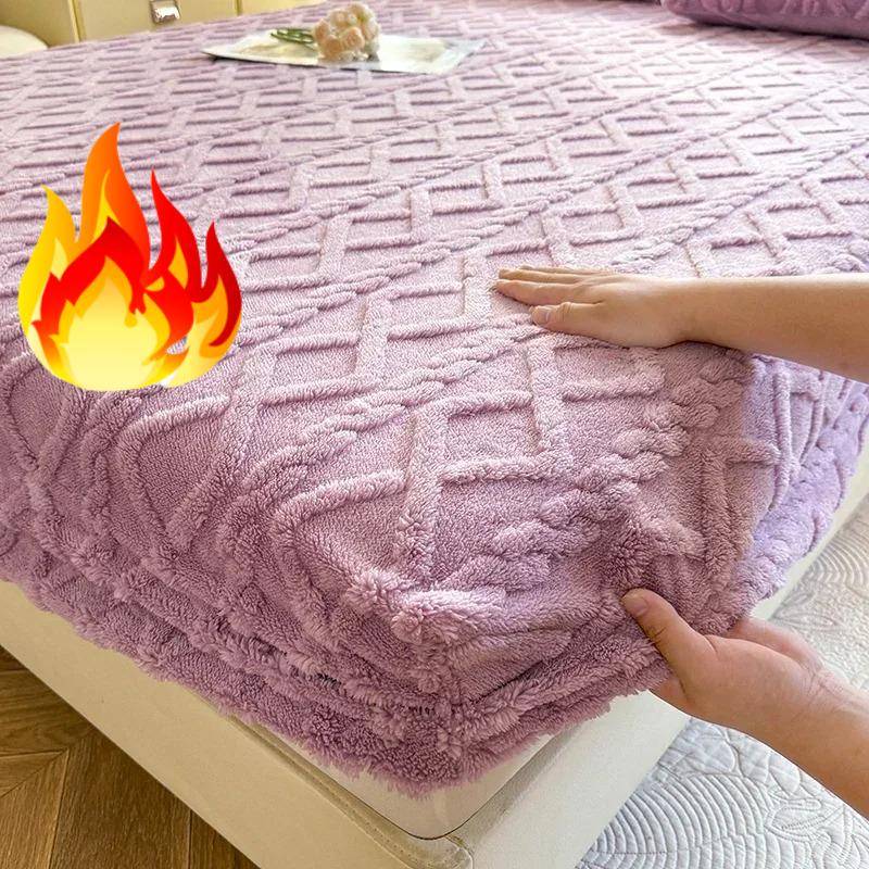 1 Pc Flannel Fleece Bed Sheet for Winter Warm Sofa Bed Matrimonial Coral Fleece Fluffy Fitted Sheets for Double Beds Sheets