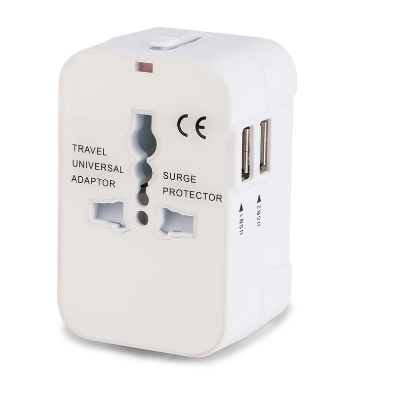Melery Universal Worldwide All in One Phone Charger Travel Wall AC Power Plug Adapter Dual USB Charging Ports for USA EU UK AU