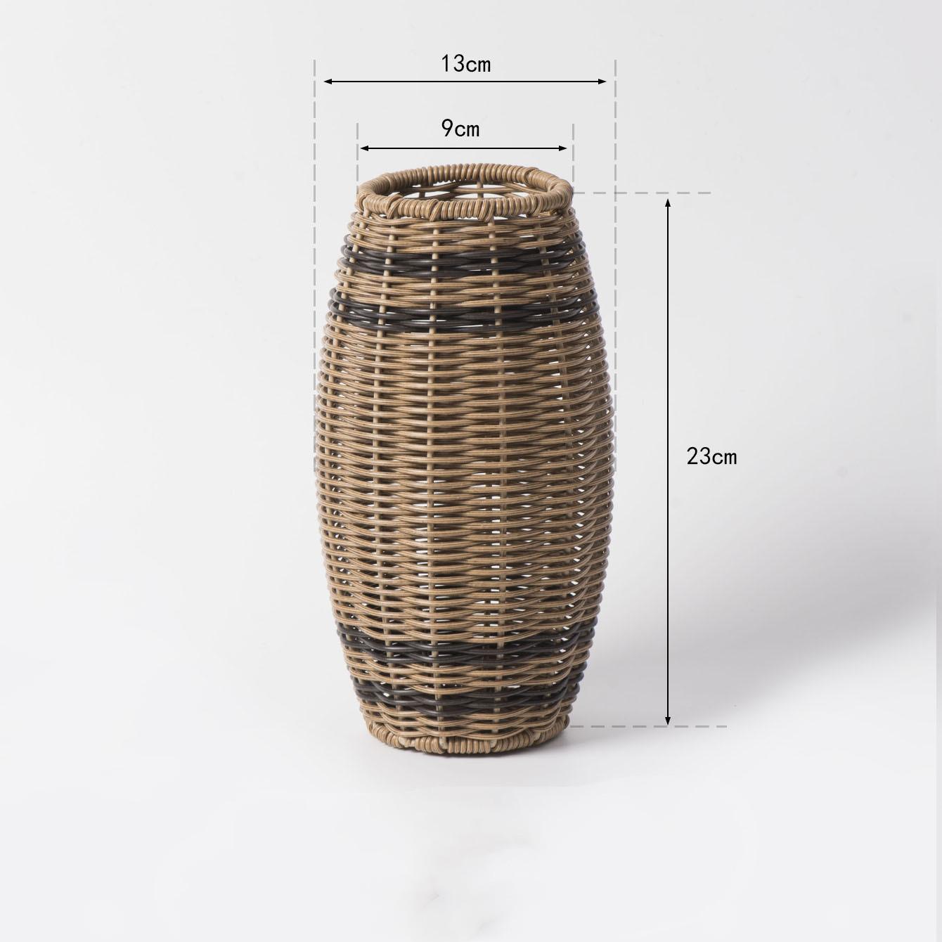 

Деревенская плетеная вручную винтажная имитация ротанга декоративная полосатая пластиковая ваза для цветов в форме рога для дома и балкона подарок