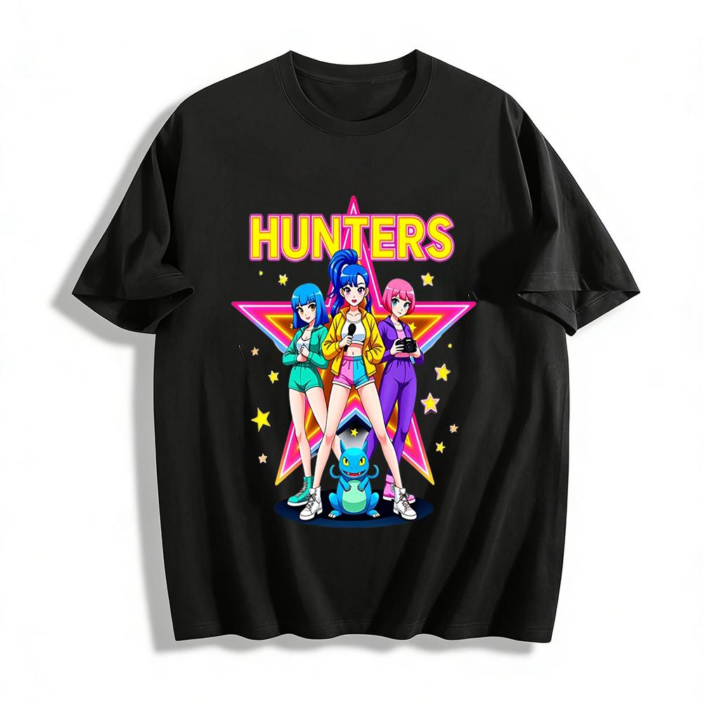 

Anime Hunters Girl Group Graphic Tee Retro Trendy Casual Loose Fit Unisex Top Pure cotton T-shirt XXS