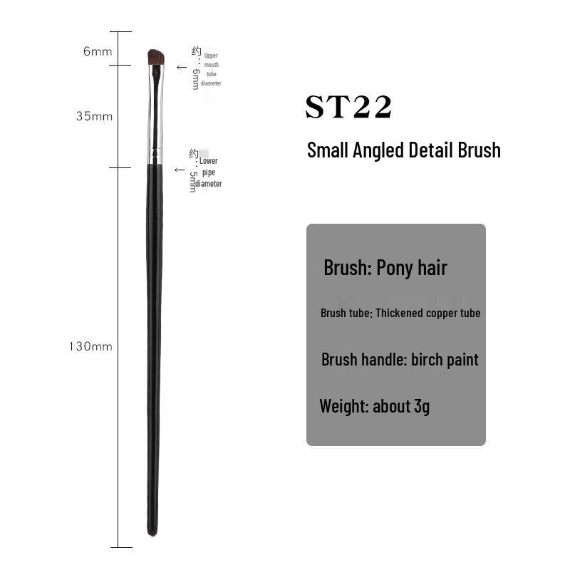 Beveled Pony Hair Detail Brush for Eyeliner, Eyeshadow, Under-Eye Blending.