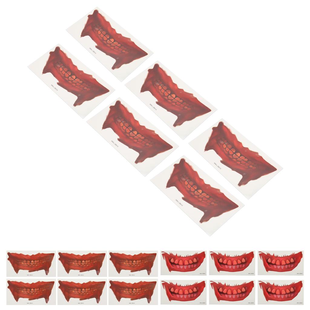 Halloween Mund Tattoo Aufkleber Horror Streich Make-up Temporäres Tattoo Papier DIY Dekoration für Christ