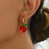 Cute Red Apple Shaped Earrings For Women Green Leaf Earring Sweet Exquisite Party Jewelry Gifts