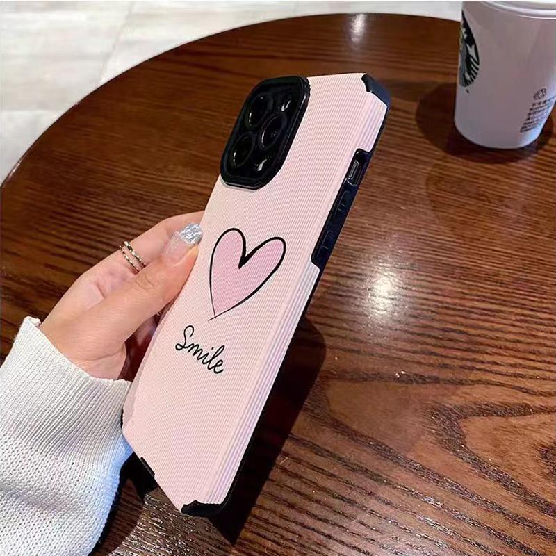 Custodia alla Moda Smile Rosa Cuore d'Amore in Silicone Per iPhone 15 13 Max 14 Plus 11 12 Mini SE 7 8 X XS XR Pelle Antiurto Copertura Totale