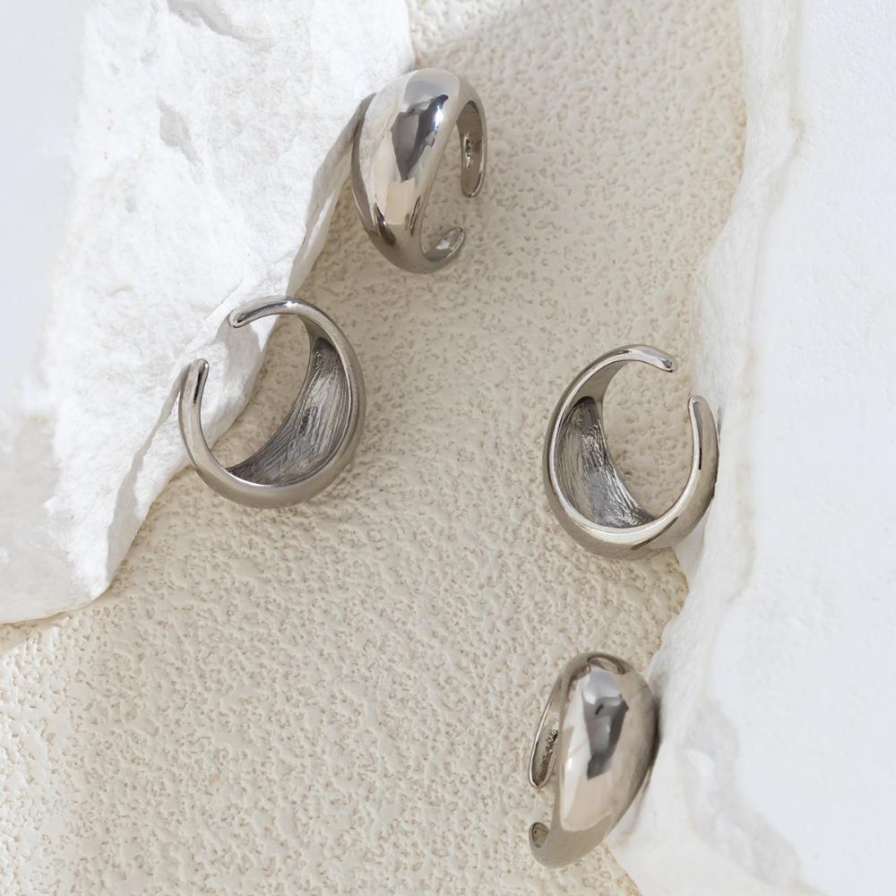 Inel deschis cu textură metalică Inel cu suprafață netedă Set de inele de modă