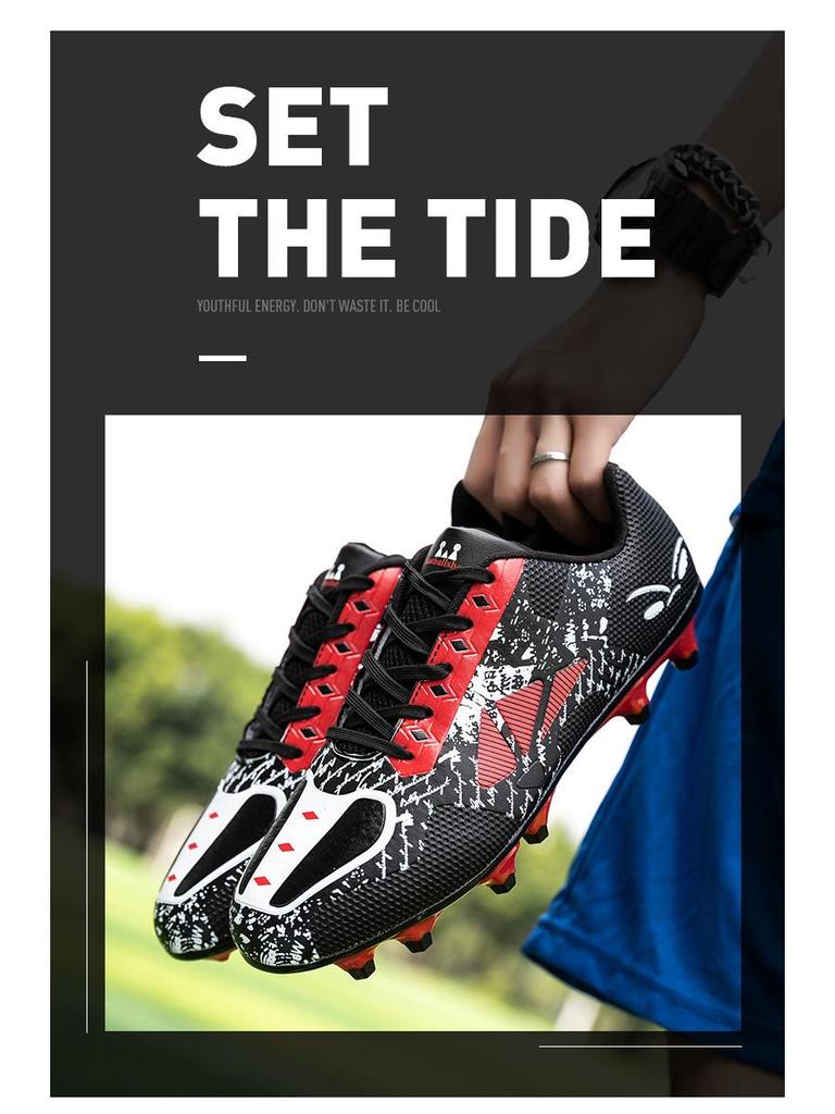 New Children's Low-Top Studded Football Shoes for Boys & Girls - Rubber Grass Field Sports Training