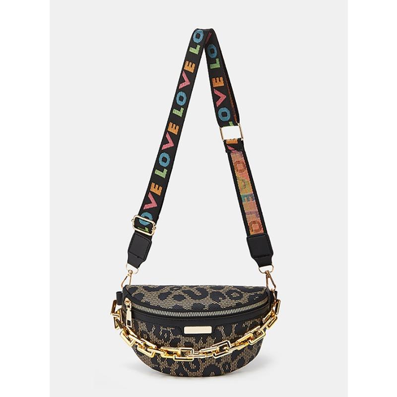 Trend Fashion Pattern Printing Chain Fanny Pack, a New Versatile Casual Women's Bag