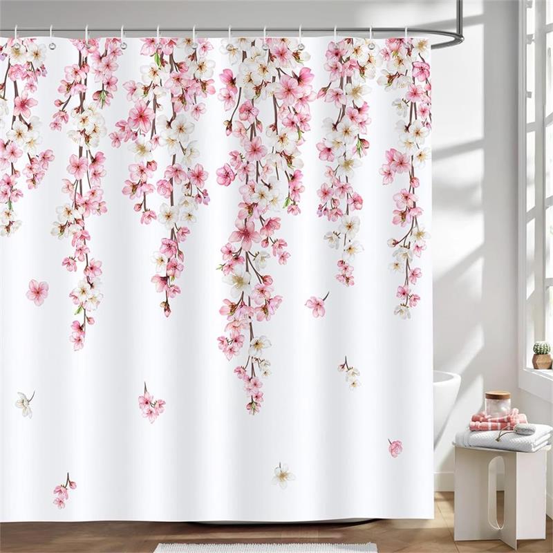 Blumen Duschvorhänge Aquarell Blumen Eukalyptusblätter Schmetterling Libelle Pflanze Polyester Stoff Badezimmer Vorhang Dekor