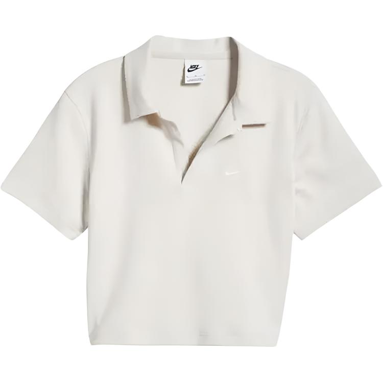 Nike Solid Color Slim Fit Short Sleeve Polo Shirt Women Tops White DV7884-104