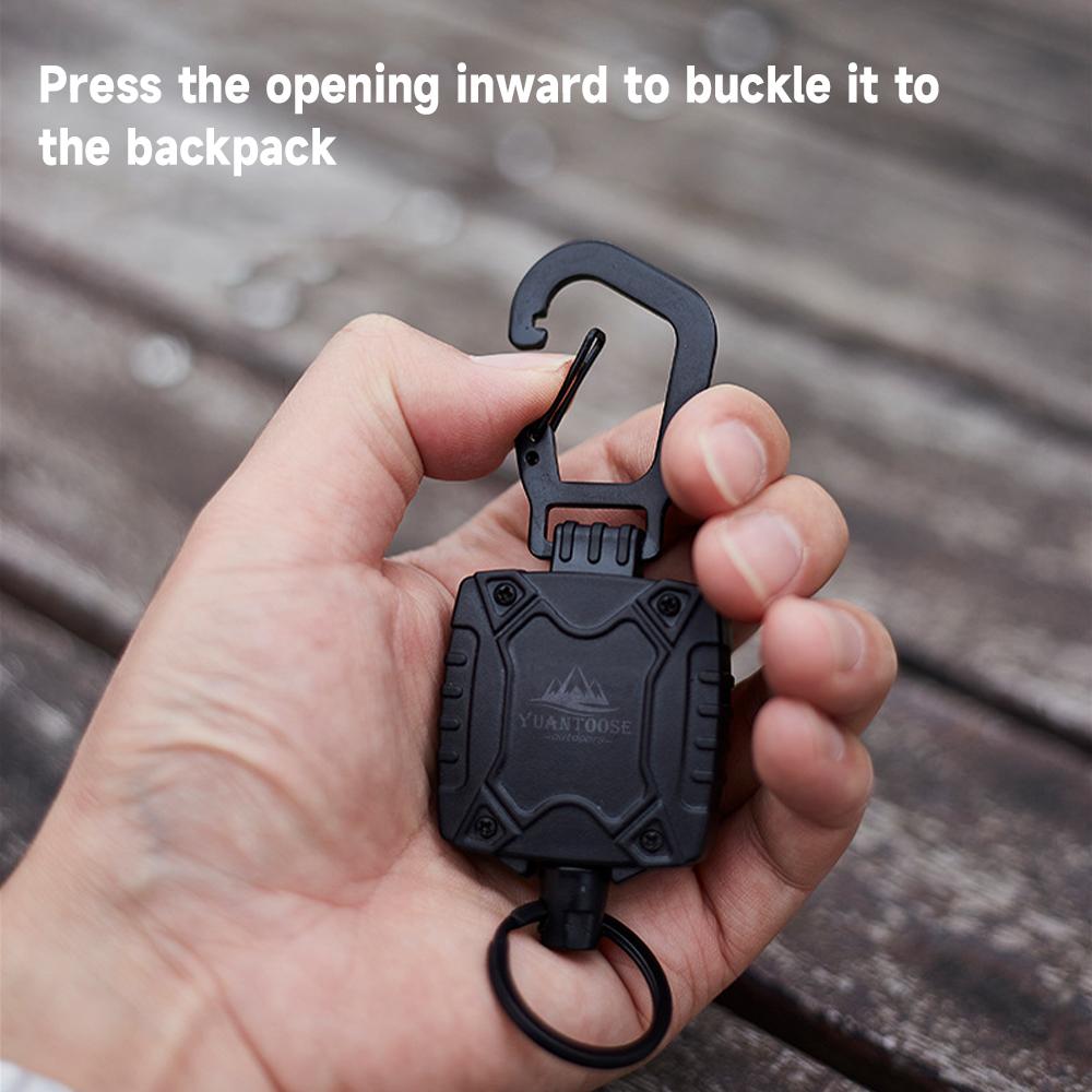 Heavy Duty Plastic Carabiner Retractable Anti Lost Magnetic Elastic Keychain for Outdoor Mountaineering