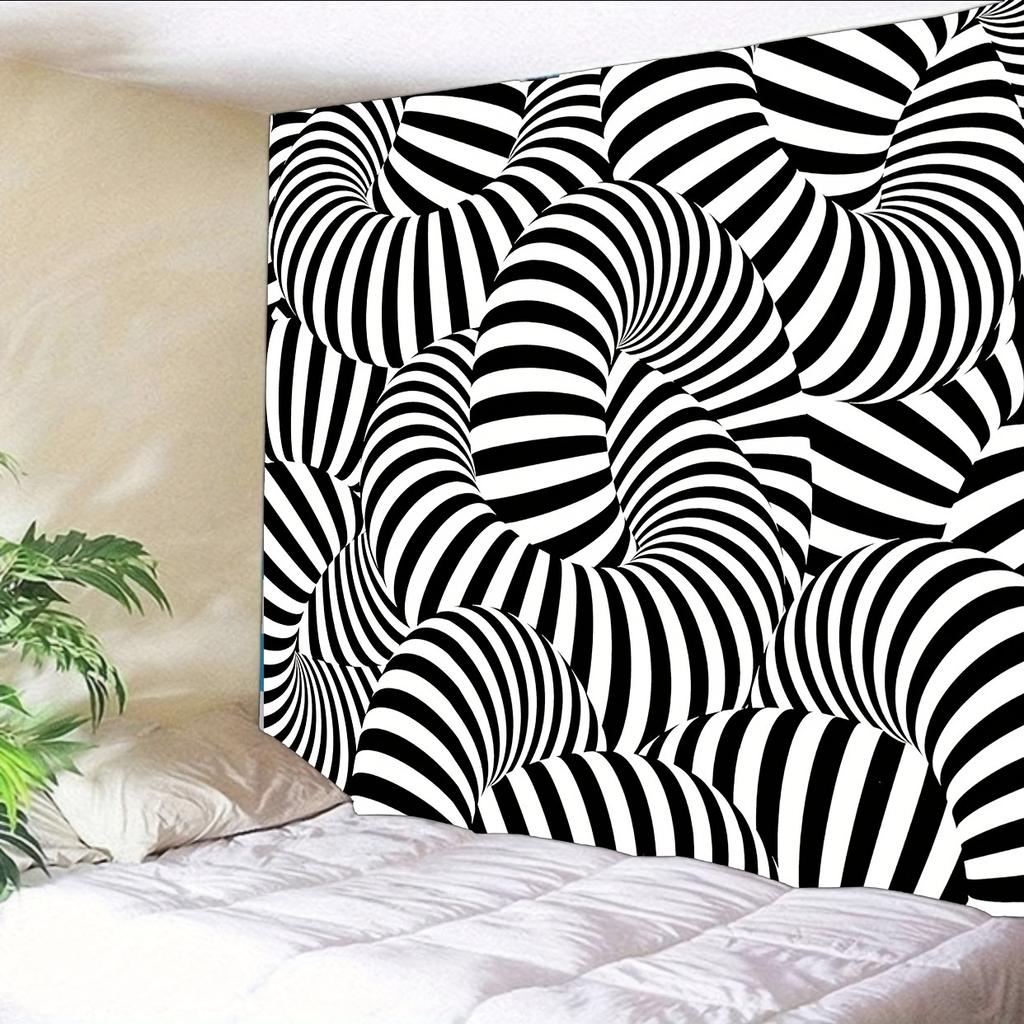 Illusion Art Tapestry Black and White Spiral Living Room Studio Modern Individual Art Style Home Decor