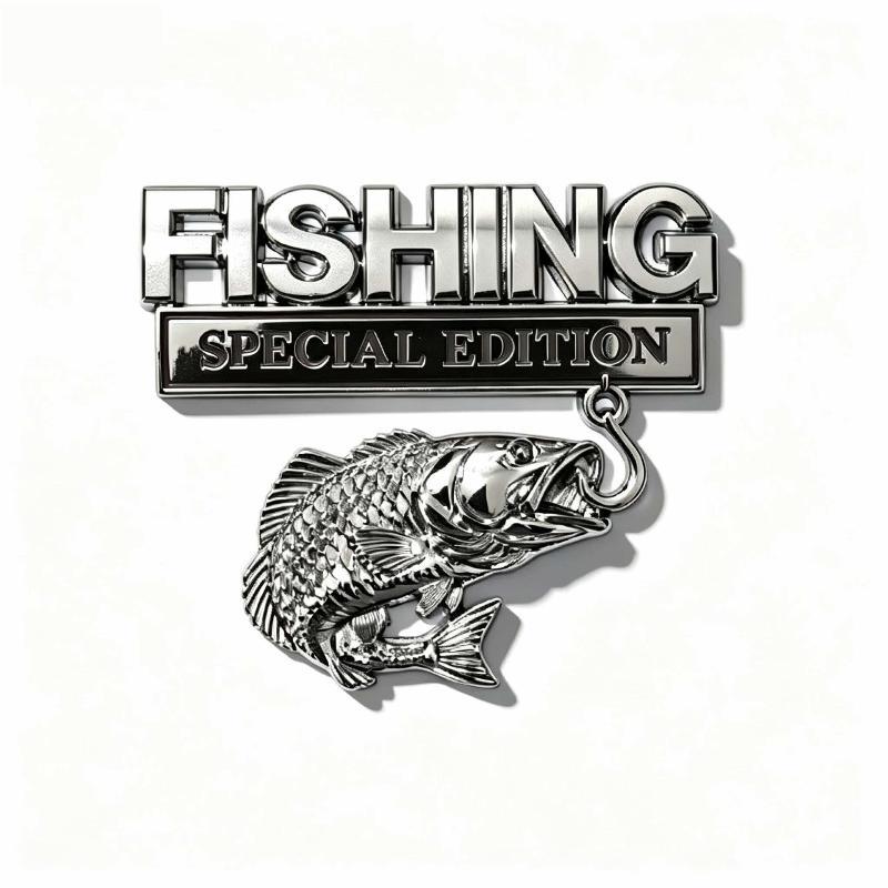 Metal Fishhook Badge Car Decal Special Fishing Edition Self-adhesive Sticker for Truck Van Fishing Lovers