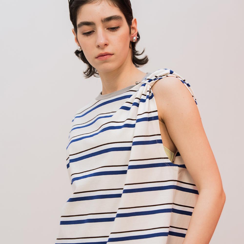 EDENIK Asymmetrical Sleeveless T-Shirt_Blue