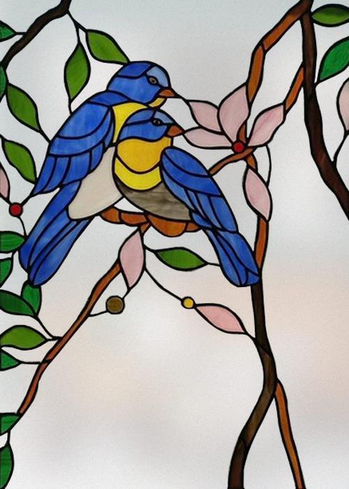 

Custom Size Stained Glass Window Film, Bird Hummingbird Parrot Color Printing Picture for Rectangular Shape Glass, Home Decor (as the picture,30cmX42cm)